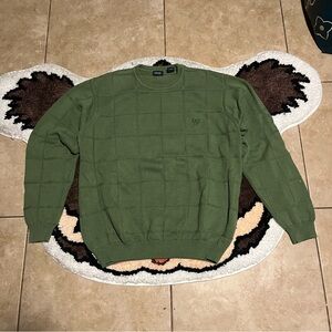 Green Izod Windowpane Crewneck Sweater